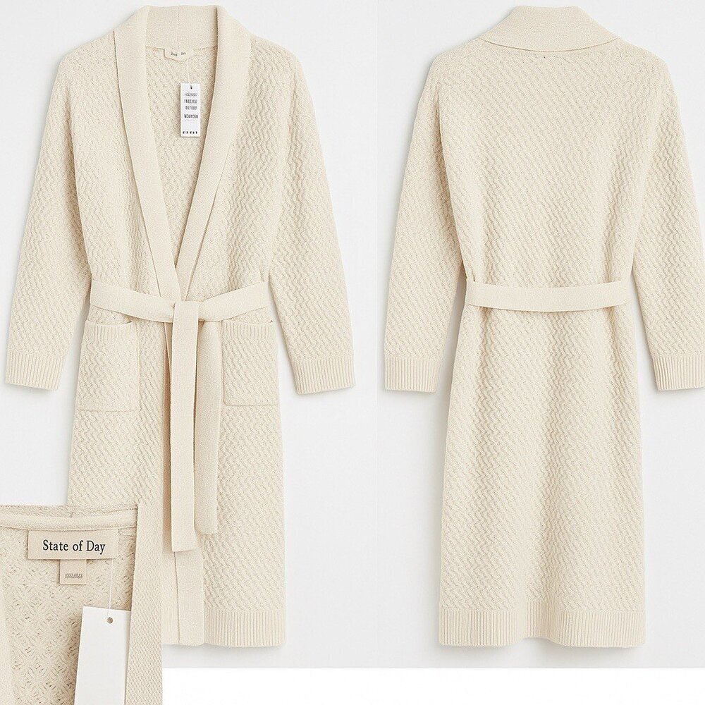 STATE OF DAY Chenille Waffle Knit Robe Sz XL/XXL Bright Sea Salt Retail $119.50 - Picture 2 of 8